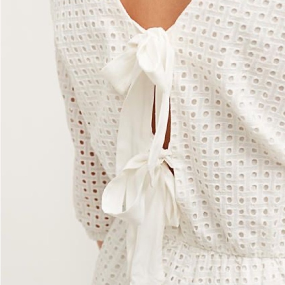 Anthropology Lilka White Romper with Bow Tie Back